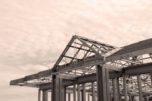 steel framing of a commercial building